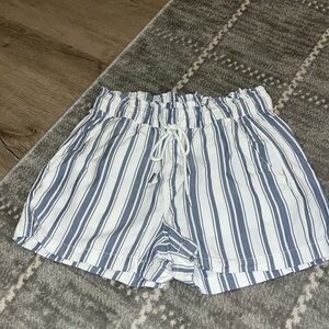 Loft blue and white striped drawstring shorts XS